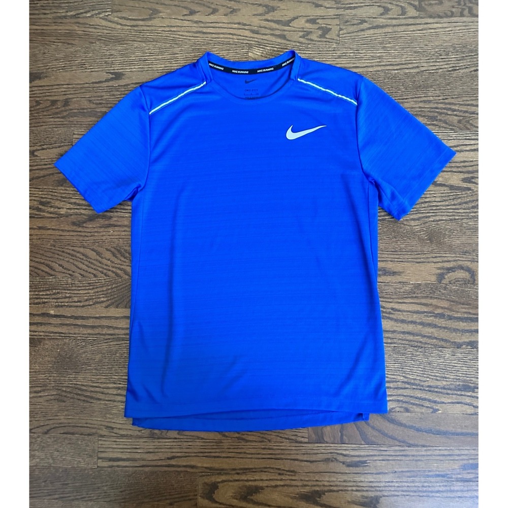 Nike Miler Running Shirt Mens Small Blue Short Sleeve Dri-FIT Tee Gym Training
